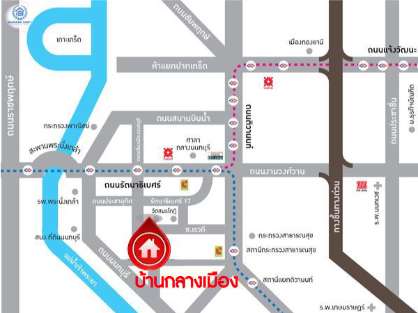 ทาวน์โฮม 3 ชั้นมือสองนนทบุรี โครงการ บ้านกลางเมือง รัตนาธิเบศร์ เนื้อที่ 18.1 ตร.ว. พื้นที่ใช้สอย 149 ตร.ม. ฟังก์ชัน 3 ห้องนอน 3 ห้องน้ำ 2 ที่จอดรถ พร้อมแถมฟรี! เครื่องปรับอากาศ, เครื่องทำน้ำอุ่น บนทำเลชื่อมต่อถนนรัตนาธิเบศร์, ถนนติวานนท์ ใกล้รถไฟฟ้าสายสีม่วง "สถานีแยกนนทบุรี 1" และใกล้จุดขึ้นทางด่วน "ศรีรัช"